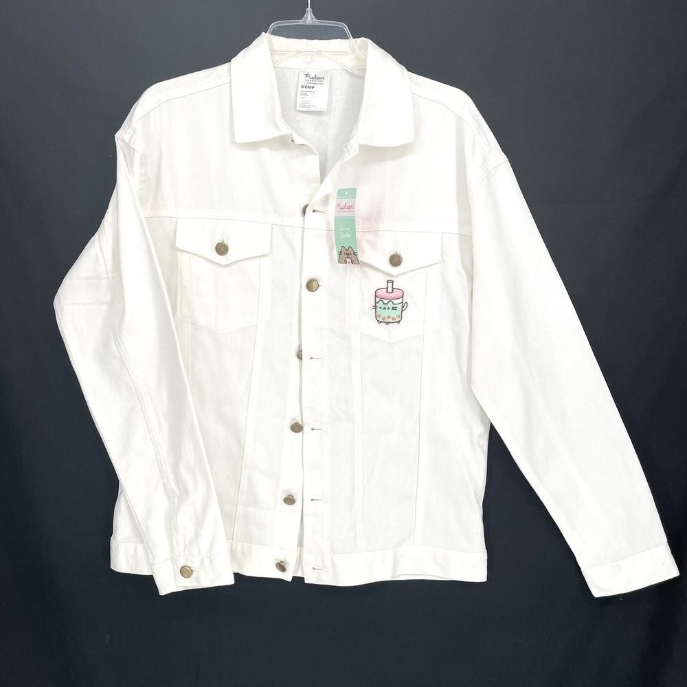 Pusheen Bobasheen‎ White Denim Jacket Spring 2023 Box Exclusive Size Small NWT